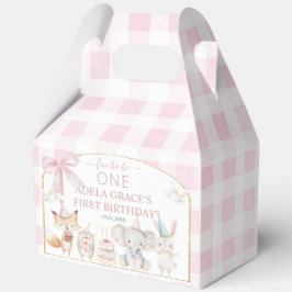 Cute Animals Fun To Be One 1st Birthday Pink Gable Geschenkschachtel