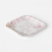 Cute Animals Fun To Be One 1st Birthday Pink Pappteller (Gewinkelt)