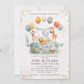 Cute Animals Gender Reveal Invitation Einladung (Vorderseite)