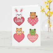 Cute Animals Heart Patterns Card Karte (Gelbe Blume)