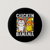 Cute Animals In Chicken And Banana Costumes Kawaii Button (Vorderseite)