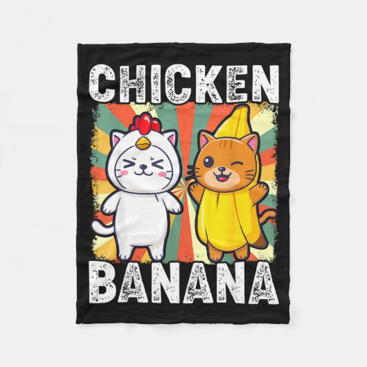 Cute Animals In Chicken And Banana Costumes Kawaii Fleecedecke (Vorderseite)