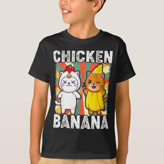 Cute Animals In Chicken And Banana Costumes Kawaii T-Shirt (Vorderseite)