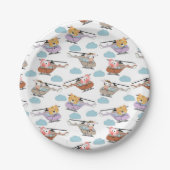 Cute Animals In Helicopter Pattern Pappteller (Vorderseite)