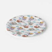 Cute Animals In Helicopter Pattern Pappteller (Schrägansicht)