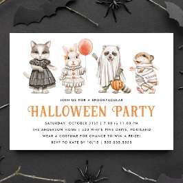 Cute Animals Kids Halloween Costume Party Einladung