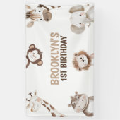 Cute Animals Safari Jungle Birthday Party Kids Banner (Vertikal)