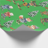 Cute Animals Skiing Wrapping Paper Geschenkpapier (Ecke)