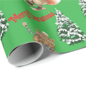 Cute Animals Skiing Wrapping Paper Geschenkpapier (Rolleneckpunkt)