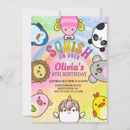 Cute animals Squish Girl Birthday party Einladung