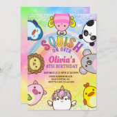 Cute animals Squish Girl Birthday party Einladung (Vorne/Hinten)