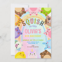 Cute Animals Squish On Over rainbow Birthday