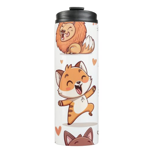 Cute Animals Sticker Adorable Cartoon Characters Thermosbecher (Vorderseite)