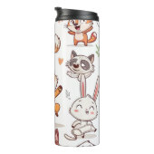 Cute Animals Sticker Adorable Cartoon Characters Thermosbecher (Nach rechts gedreht)