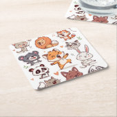 Cute Animals Sticker Sheet Adorable CSticker Rechteckiger Pappuntersetzer (angewinkelt)