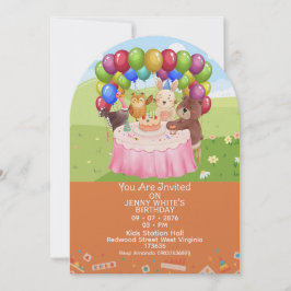 Cute Animals Themed kids Birthday Invitation Einladung
