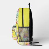 Cute Animals Yellow Monogram Name Bedruckter Rucksack (Rechts)