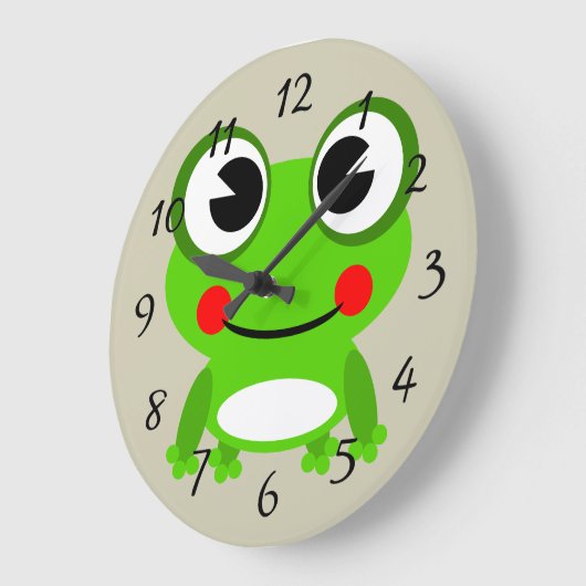 Cute animated frog große wanduhr (Winkel)