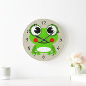 Cute animated frog große wanduhr (Zuhause)