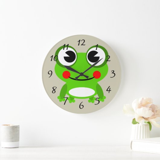 Cute animated frog große wanduhr (Zuhause)