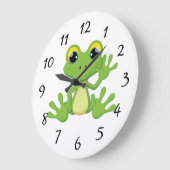 Cute animated frog große wanduhr (Winkel)
