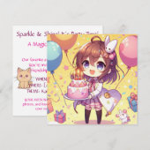 Cute anime birthday Personalize Custom Einladung (Vorne/Hinten)
