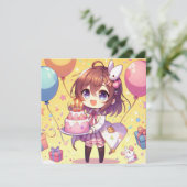 Cute anime birthday Personalize Custom Einladung (Stehend Vorderseite)