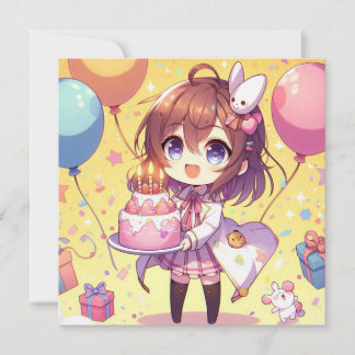 Cute anime birthday Personalize Custom Einladung