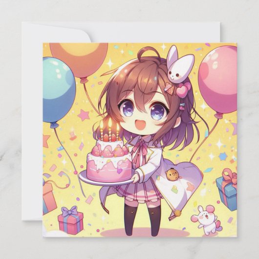 Cute anime birthday Personalize Custom Einladung (Vorderseite)