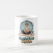 Cute Anime Boy Drinking Coffee in Winter Kaffeetasse (Mittel)