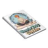 Cute Anime Boy Drinking Coffee in Winter Notizblock (Rechte Seite)