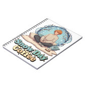 Cute Anime Boy Drinking Coffee in Winter Notizblock (Linke Seite)