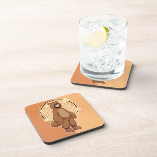 Cute Anime Boy in Bear Getränkeuntersetzer (Rechte Seite)