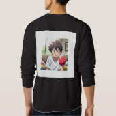 Cute Anime Boy with Blue Eyes Holding a Red Ball a Sweatshirt (Rückseite)