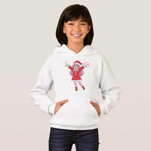 Cute Anime Christmas Girl Hoodie - Kawaii Santa Ou (Vorne ganz)