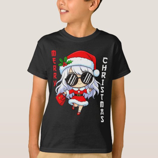 Cute Anime Christmas Pajama Outfit Funny Holiday F T-Shirt (Vorderseite)