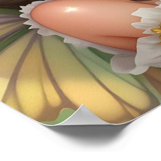 Cute Anime Fairy and Chibi Dragon  Poster (Ecke)