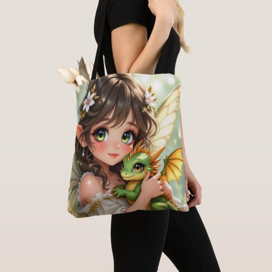 Cute Anime Fairy and Chibi Dragon  Tasche (Von Nahem)