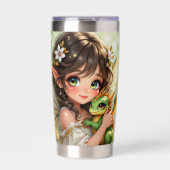 Cute Anime Fairy and Chibi Dragon Thermobecher (Vorderseite)
