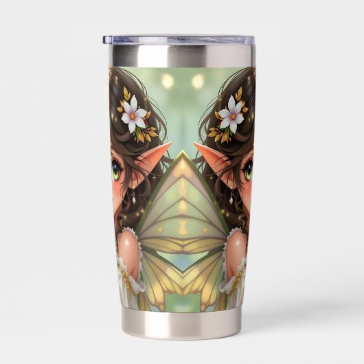 Cute Anime Fairy and Chibi Dragon  Thermobecher (Rechts)