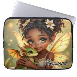 Cute Anime Fairy Girl and Chibi Dragon Laptopschutzhülle