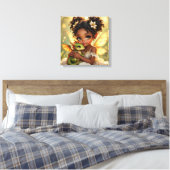 Cute Anime Fairy Girl and Chibi Dragon Leinwanddruck (Insitu (Schlafzimmer))