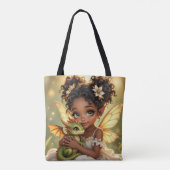 Cute Anime Fairy Girl and Chibi Dragon Tasche (Rückseite)