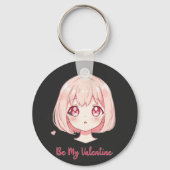 Cute Anime Girl - Be My Valentine T-Shirt Schlüsselanhänger (Vorderseite)