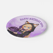Cute Anime Girl's Birthday Party Pappteller (Schrägansicht)