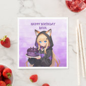 Cute Anime Girl's Birthday Party Serviette (Beispiel)