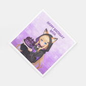 Cute Anime Girl's Birthday Party Serviette (Ecke)