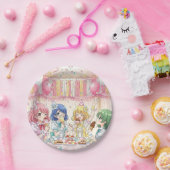 Cute Anime Girl's Ice Cream Birthday Party Pappteller (Party)