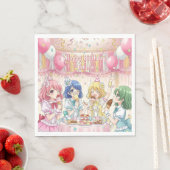 Cute Anime Girl's Ice Cream Birthday Party   Serviette (Beispiel)