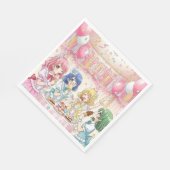 Cute Anime Girl's Ice Cream Birthday Party   Serviette (Ecke)